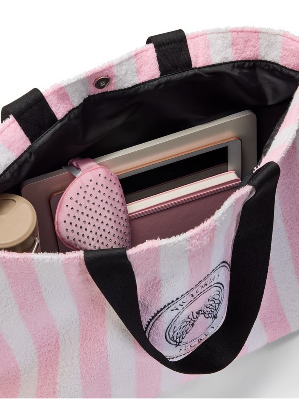 ❌SOLD Victoria's Secret Pink Angel Essentials Terry Striped Tote Bag NWT - Picture 5 of 6